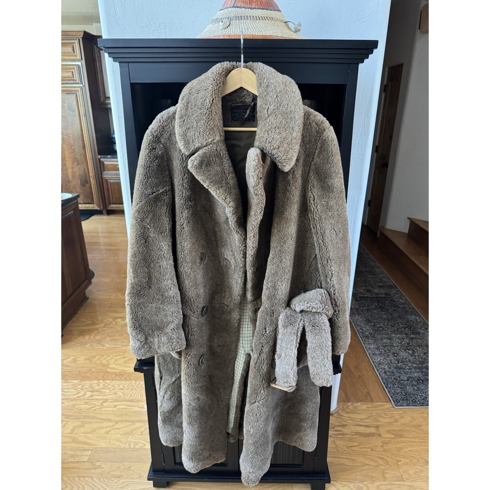 Vintage 1910s 1920s Fur Trench Coat Brown Size Medium